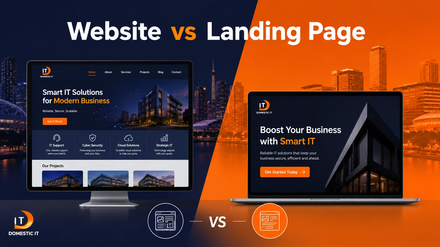 Website design vs landing page comparison for an Adelaide business